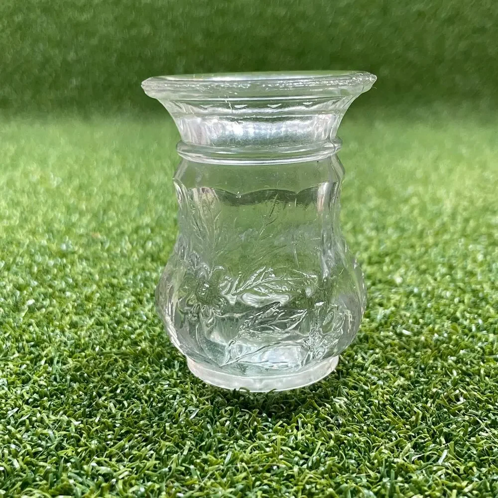 Vintage Clear Pressed Glass Toothpick Bud Vase Mini Votive Candle Holder